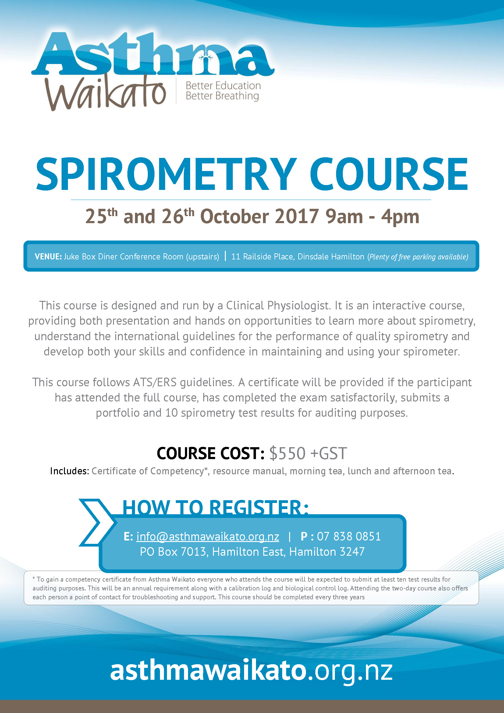 Spirometry Course 25th and 26th Oct 2017 Asthma Waikato